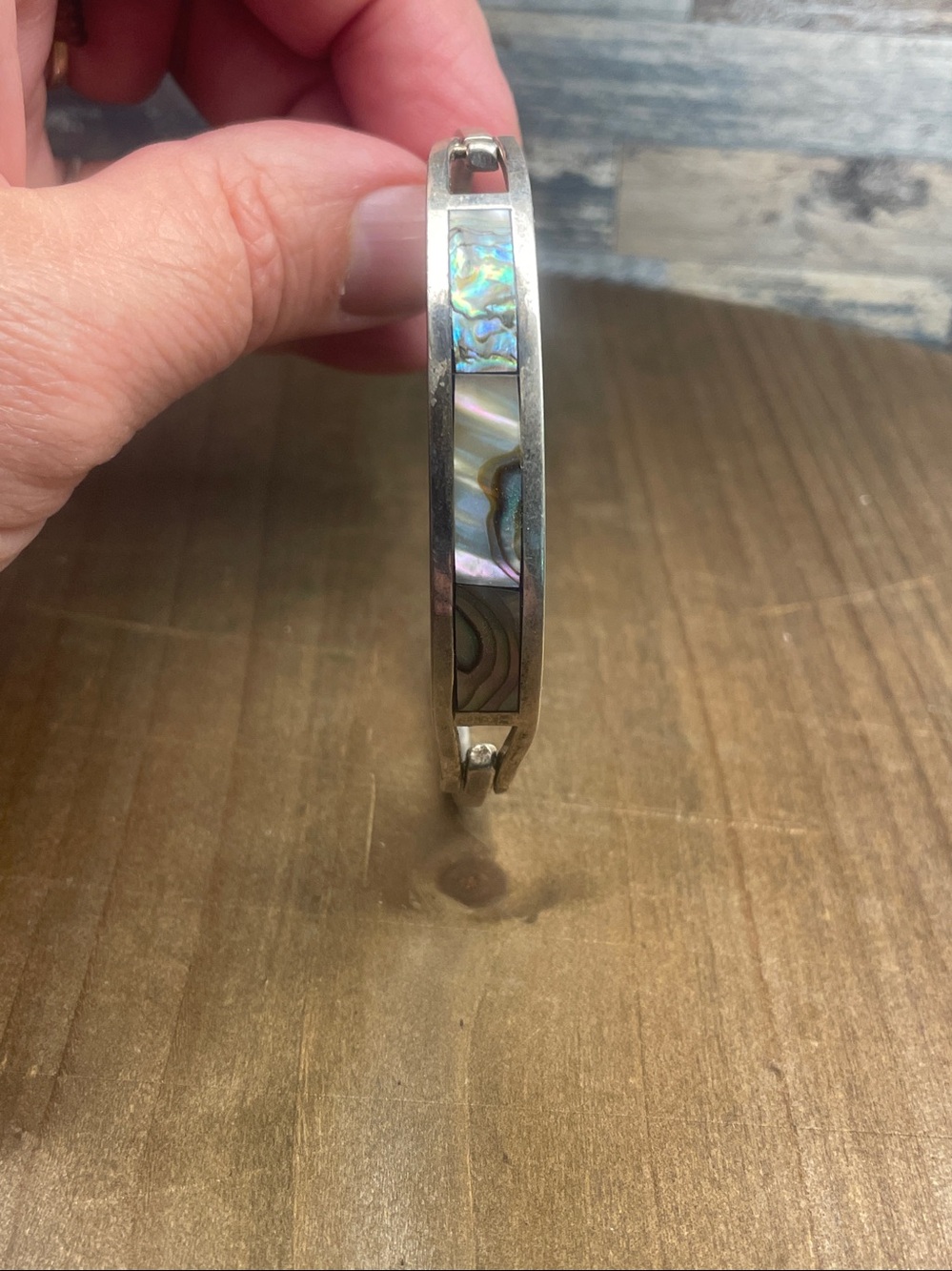 Alpaca Mexico Abalone Hinge Silver Bracelet - Picture 2 of 5